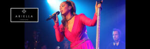 Leona Lewis wears Ariella Couture